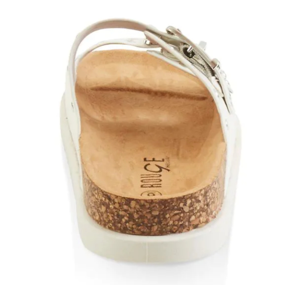 Studded Double Strap White Sandals - Picture 3 of 6